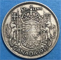 1939 Fifty Cents Silver Canada