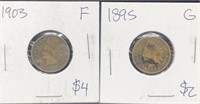 Graded Pair of Antique Indian Head Penny coins