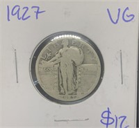 Vintage 1927 Standing Liberty Silver Quarter c