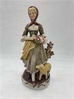 Vintage Bisque Porcelain Lady & Sheep Figurine