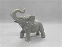 Vintage White Gloss Porcelain Elephant Figurine