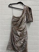 Zac Posen Metallic One-Shoulder Mini Dress