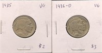 Pair of Graded Vintage Buffalo Nickel coins