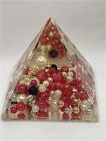 Vintage Lucite Paperweight, Pyramid Clear