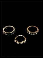 Three Vintage Rhinestone Rings