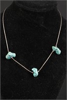 Turquoise Rocks & Sterling Bead Necklace #2