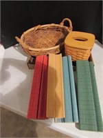 Longaberger tissue holder - Wicker tray - Placemat