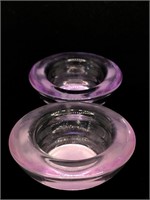Pair of Pink Glass Tealight Vases 3 x 1 inches