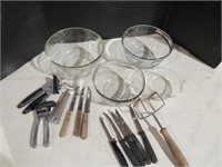 Glass nesting bowls - Vintage potato masher -