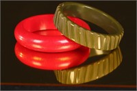 Pair Vintage Bracelets Bakelite & Plastic