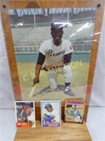 LOT OF (3) HANK AARON AUTOGRAPH DISPLAY W/ CARDS