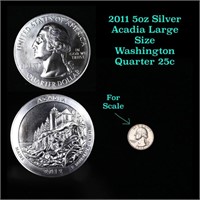 2011 5oz Silver Acadia Large Size Washington Quart