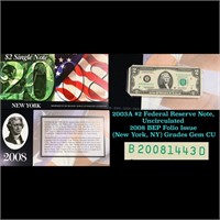 2003A $2 Federal Reserve Note, Uncirculated 2008 B