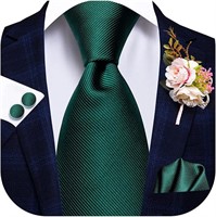 Hi-Tie Mens Emerald Green Solid Tie