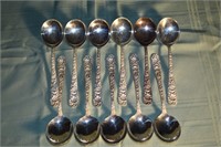 11 S. Kirk & Son sterling silver soup spoons monog