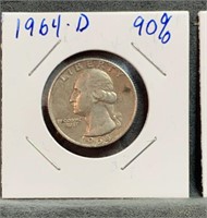 1964-D Washington Quarter 90% Silver US Mint
