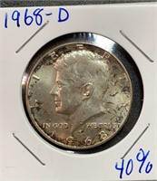 1968-D Kennedy Half Dollar 40% Silver US MINT