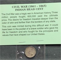 Indian Head Penny Civil War Era 1861