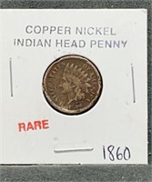 1860 Indian Head Penny Copper-Nickel Comp Rare