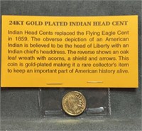 1905 Indian Head Cent 24k gold plated