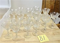 Lot of Crystal Champagne Glasses with Tote