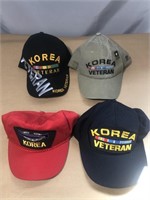 FOUR KOREA VETERAN HATS