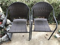 Pr of Rattan Arm Chairs
