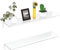 Set of (2) Clear Acrylic Floating Wall Shelf
