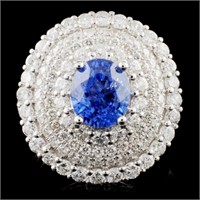 18K White Gold 2.71ct Sapphire & 2.52ct Diamond Ri