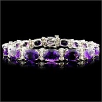 14K Gold 26.80ctw Amethyst & 1.15ctw Diamond Brace