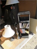 Floor Lamp, 2 Table Lamps & Media Stand w/ DVDs