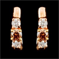 14K Gold 0.51ctw Fancy Color Diamond Earrings