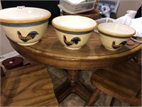 3 PC Rooster Mixing Bowl set