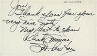 Dick Simmons signed note