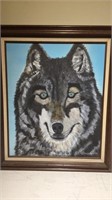 Painting of a Wolf 26x30 Signed by local artist