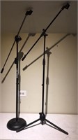 2 Adjustable Microphone Stands one has cast iron