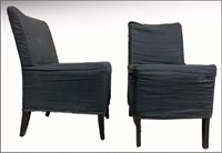Dutch Black Linen Armchairs