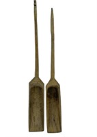 Pair of Antique Indonesian Wood Shovels