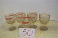 5 VINTAGE HAMMS BEER GLASSES