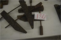 2 ANTIQUE WOOD CLAMPS