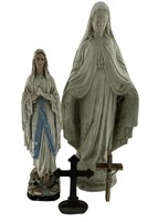 Religious Lot of Mary Statues & Crosses