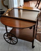 Vintage Mahogany Drop Leaf Tea Cart