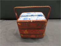 ORIENTAL RED LACQUERED 3-TIER STACKING TRAY