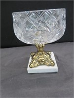 CRYSTAL COMPORT ON BRASS & MARBLE STAND