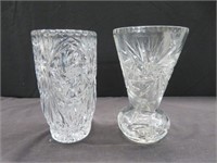 2 CRYSTAL VASES (APPROX 8" HIGH)