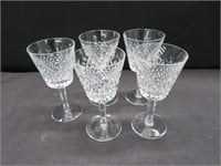 5 CRYSTAL WATERFORD WINE GLASSES