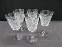 5 WATERFORD CRYSTAL WINE GLASSES