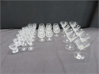 34 ETCHED & CRYSTAL LIQUEUR GLASSES