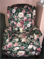 BEAUTIFUL RECLINING FLORAL WING BACK CHAIR