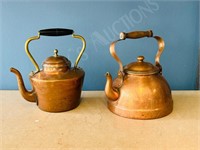 2 vintage copper kettles